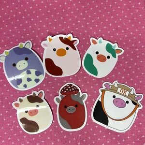Squishmallow Stickers Cows 6 stickers